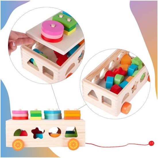 Dřevěné autíčko s kostkami Matching Car