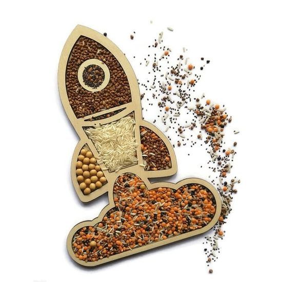 Senzorické montessori sypání Raketa - jemná motorika