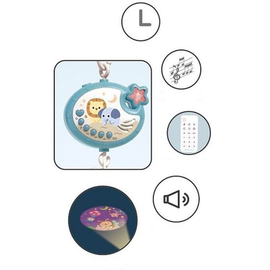 Kolotoč nad postýlku s projektorem a dálkovým ovládáním Music Mobile modrý