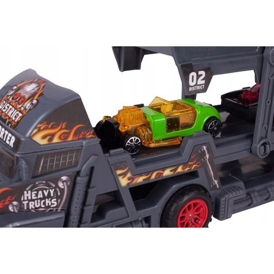 Odtahové auto s 8 autíčky a skluzavkou Heavy Truck šedé