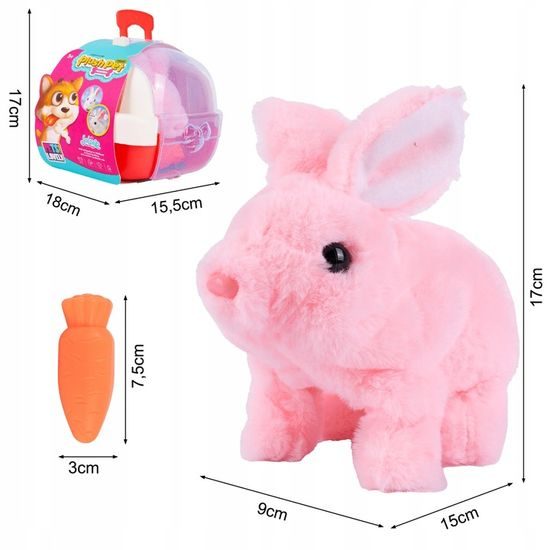 Interaktivní plyšový králíček v přepravce Plush Pet - růžový