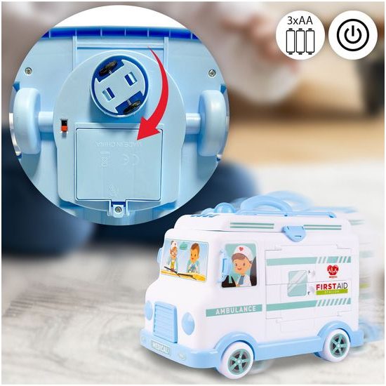 Rozkládací sanitka pro panenku s příslušenstvím Ambulance Car