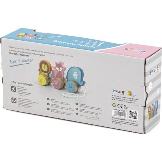 Dřevěná tahací hračka na šňůrce Viga Zoo