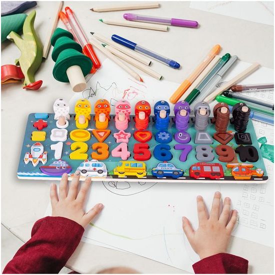 Dřevěná vkládačka pro děti 5v1 Matching Board