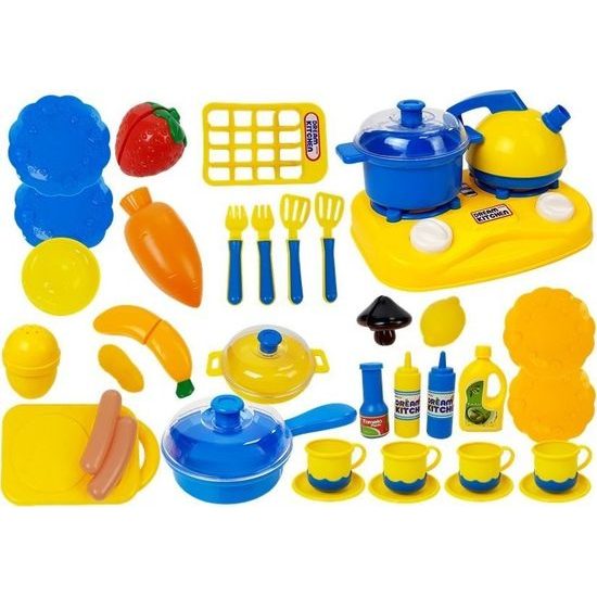 Sada plastového nádobí žluto-modré