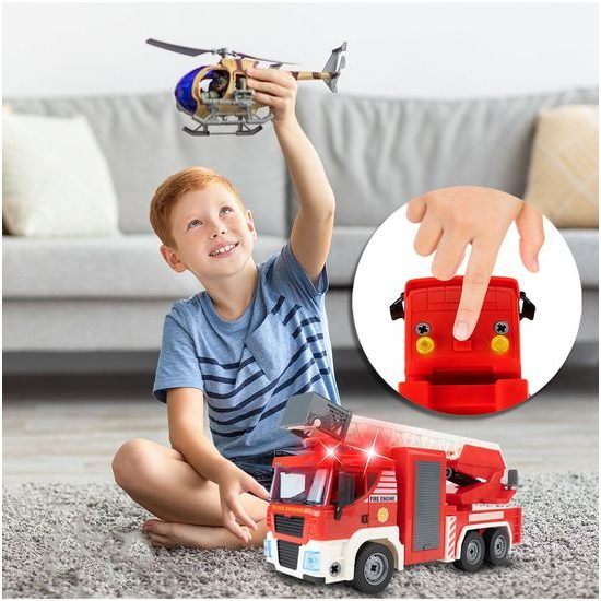 Šroubovací požární auto v kufříku se světly a zvuky Fire Truck