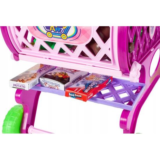 Dětský nákupní košík s příslušenstvím Funny Chart růžový