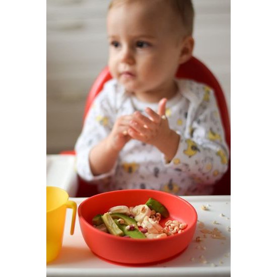 Doidy Cup Silikonový talíř s přísavkou - červená