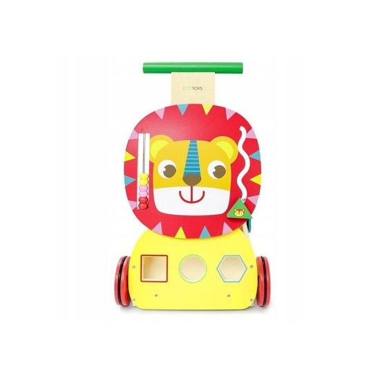 Ecotoys dřevěné edukační chodítko 2v1 Lvíček