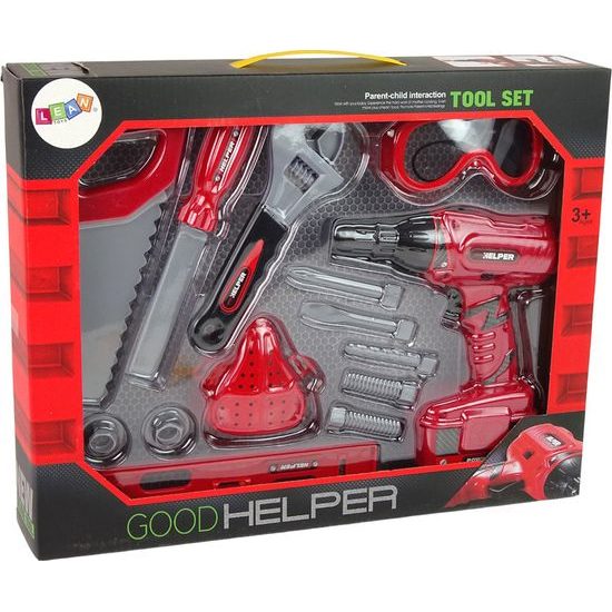 Sada nářadí s ochrannými brýlemi červeno-šedá