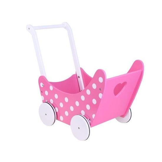 Majlo Toys dětské dřevěné chodítko kočárek pro panenky Retro