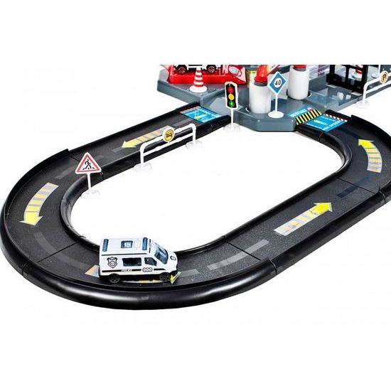 Parkovací garáž se 4 autíčky, helikoptérou a výtahem City Police