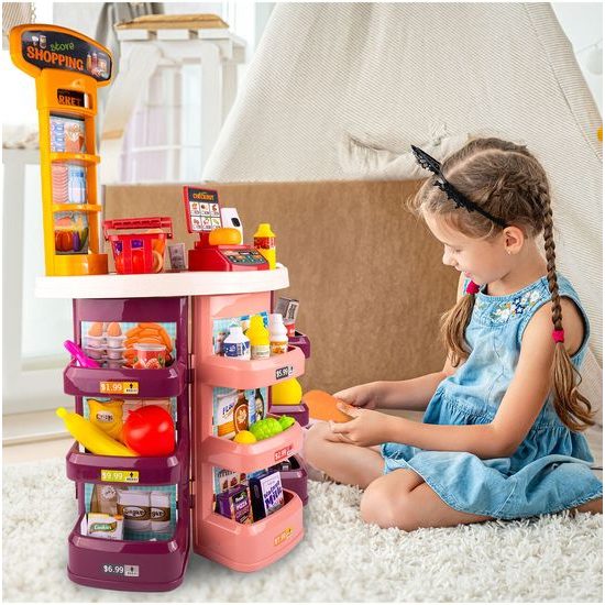 Dětský obchod Supermarket s nákupním košíkem - 44 součástí