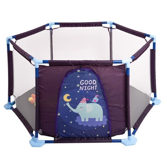 Dětská ohrádka Hexagon Fence se 40 míčky - modrá