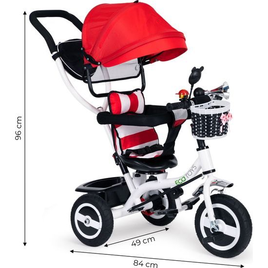 Ecotoys dětská tříkolka s otočným sedadlem Trike 2v1 červená