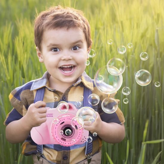 Bublifuk na baterie fotoaparát Flashing Bubble růžový