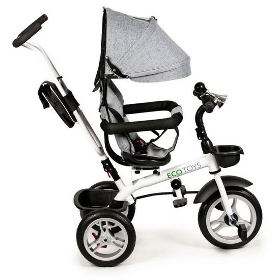 Ecotoys dětská tříkolka s otočným sedadlem 2v1 šedá
