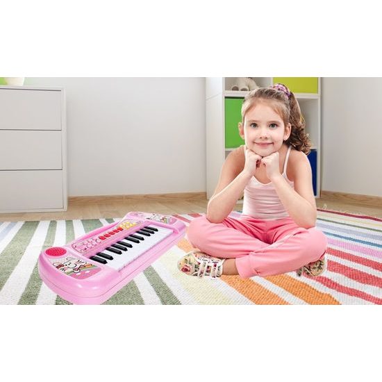 Dětské elektronické klávesy s mikrofonem Music Station růžové