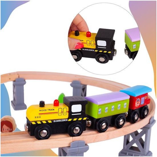 Dřevěná vláčkodráha Wooden Train 70 dílků