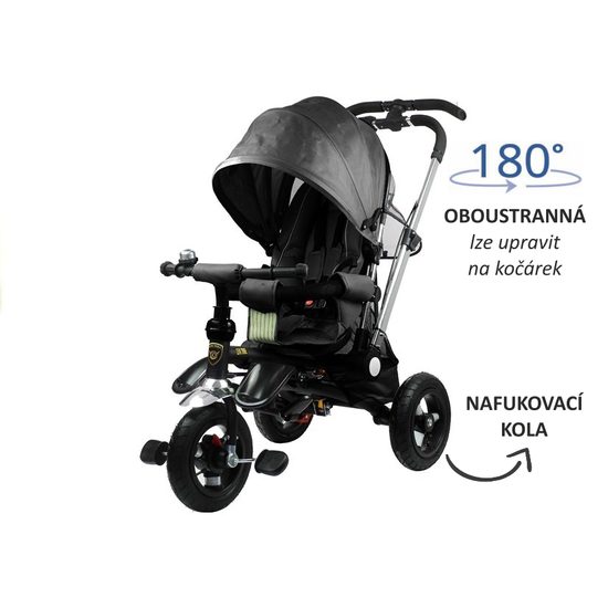 ROZBALENO Majlo Toys oboustranná tříkolka s nafukovacími koly PRO700 černá