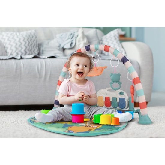 Hrací deka s piankem Medvídek zelená