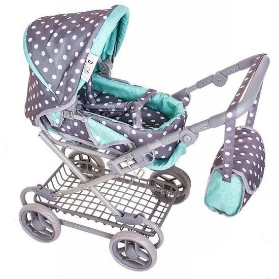 Doris kočárek pro panenky kombinovaný 9346W mentolově šedá