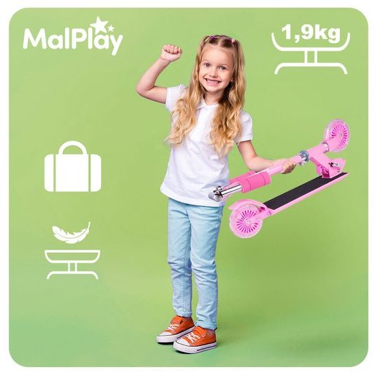 Dětská skládací koloběžka Scooter se svítícími koly - růžová