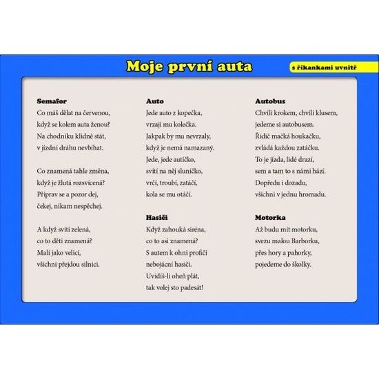 Puzzle deskové - Moje první auta s říkankami 24 dílků