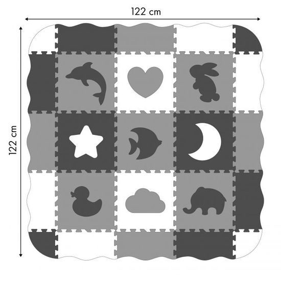 Ecotoys XXL pěnová puzzle hrací deka Happy Gray