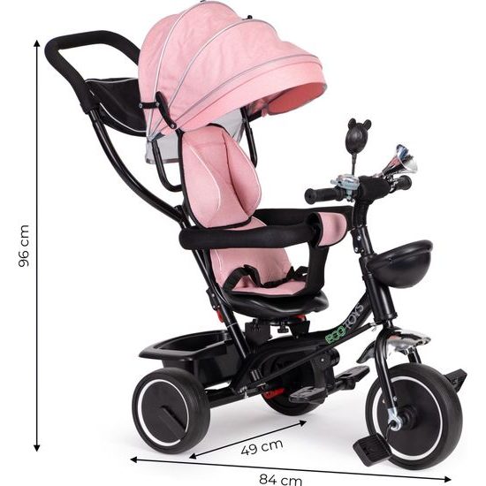 Ecotoys dětská tříkolka s otočným sedadlem Trike 2v1 růžová