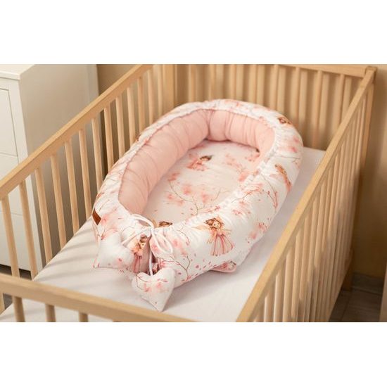 Hnízdečko pro miminko z mušelínu, Víla, růžová