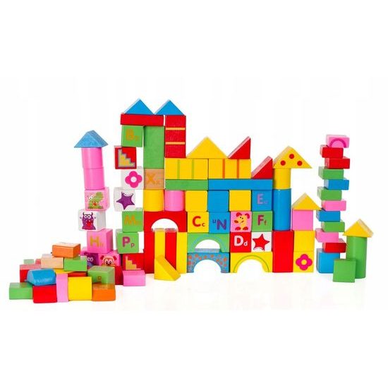 Doris sada dřevěných kostek 100 ks v kyblíku