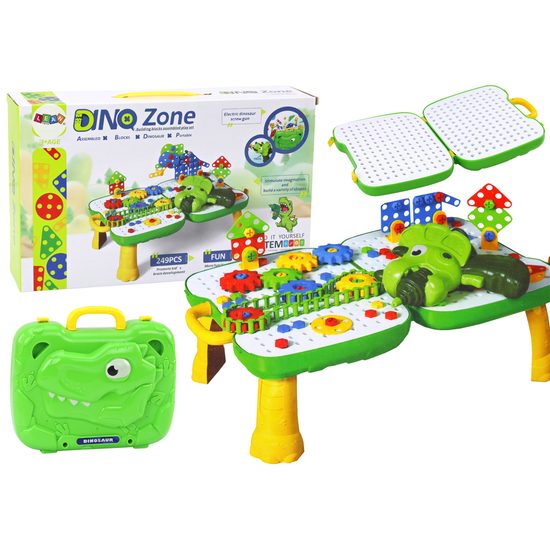 Konstrukční 3D stavebnice s vrtačkou na baterie a stolečkem Dino Zone 249 ks