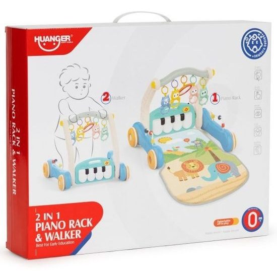 Haunger chodítko 2v1 s hrací dekou a piankem Rack Walker - modré