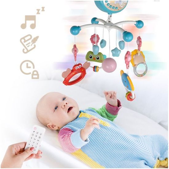 Kolotoč nad postýlku s projektorem a dálkovým ovládáním Music Mobile modrý