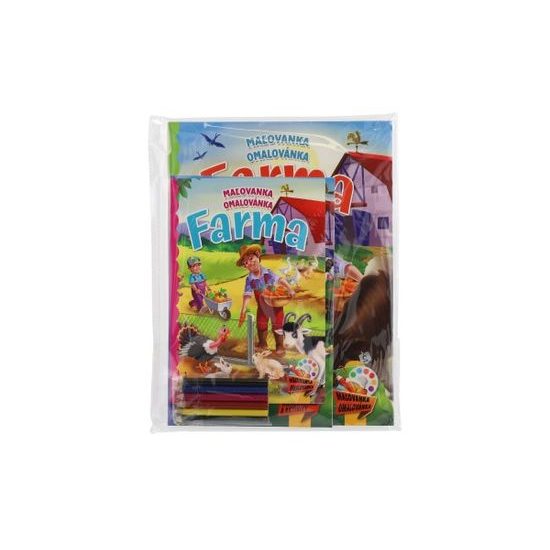 Omalovánky+aktivity/Maľovanky+aktivity Na farmě/Na farme 4ks + pastelky CZ+SK verze