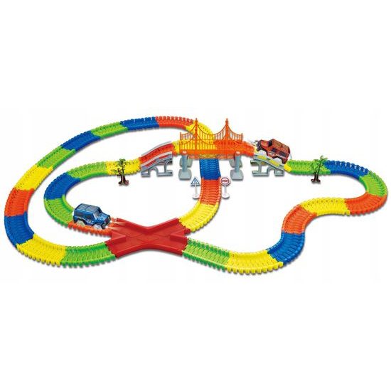Svítící autodráha se 2 autíčky na baterie 360 dílků Glow Track