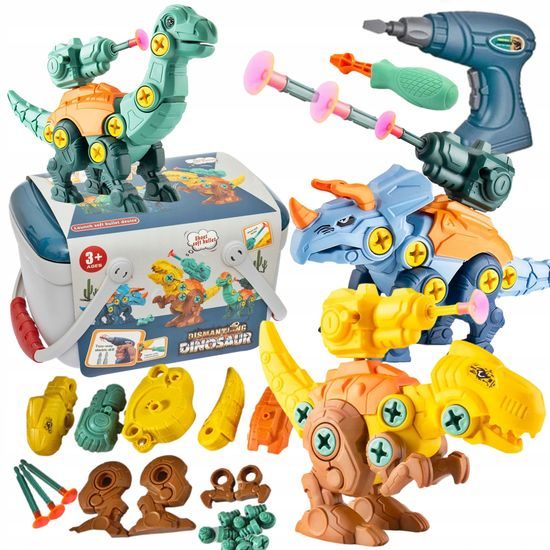 Šroubovací dinosauři s vrtačkou na baterie v kufříku