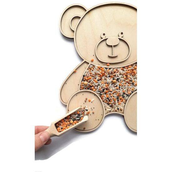 Senzorické Montessori sypání Medvěd - jemná motorika