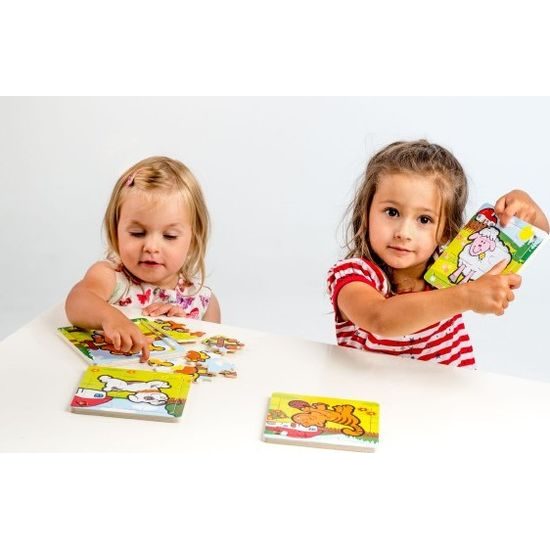 Dřevěné Mini puzzle 9 dílků - Moje první zvířátka pro nejmenší - mix 6 druhů