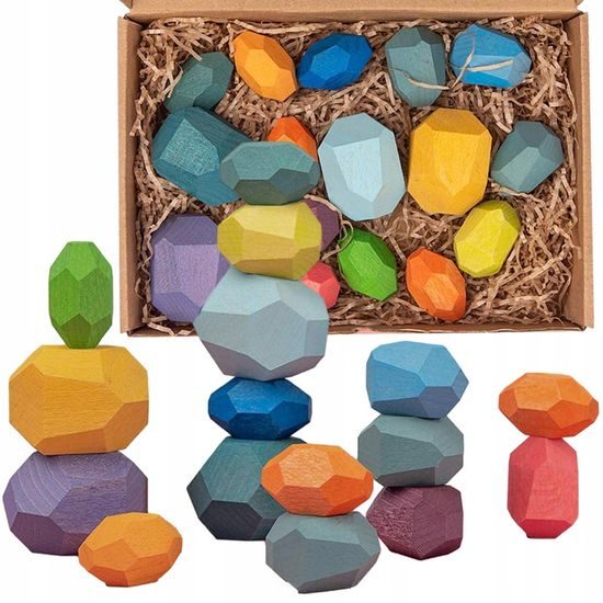 Doris sada dřevěné kameny 16 ks Rainbow Stone