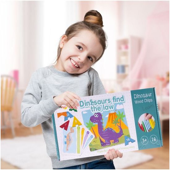 Dřevěná ukládačka pro děti Dinosaurus