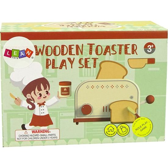Dřevěný toustovač s doplňky pro děti
