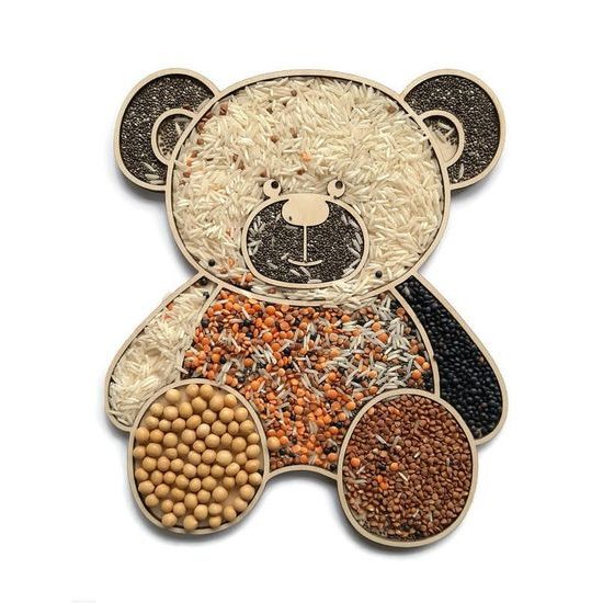 Senzorické Montessori sypání Medvěd - jemná motorika