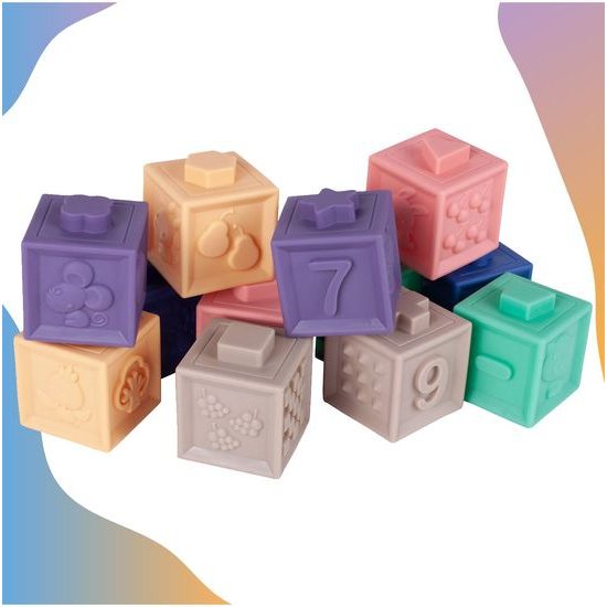 Senzorické kostky pro nejmenší Color Building Blocks 12 kusů