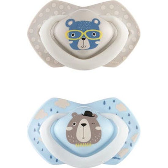 Canpol Babies Canpol Babies 2 ks symetrických silikonových dudlíků, +18m, Bonjour Paris, šedá/modrá