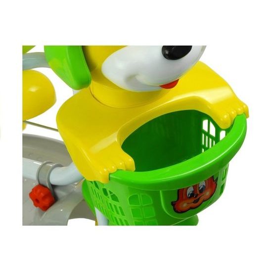 Dětská tříkolka s vodící tyčí Pejsek zelená