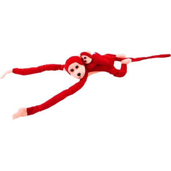 Plyšová opice s miminkem červená 70 cm
