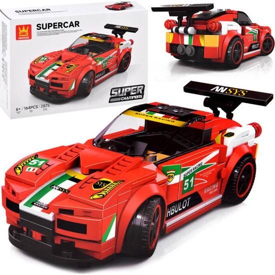 Stavebnice sportovní auto 164 dílků + samolepky