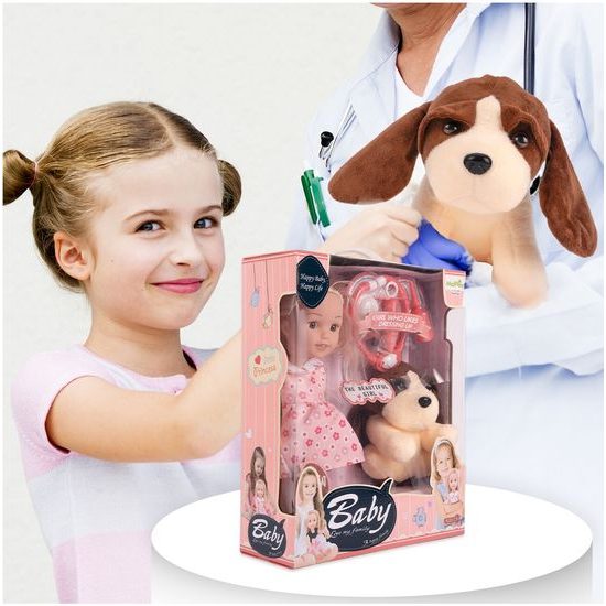 Panenka doktorka s oblečením a pejskem My Baby 35 cm